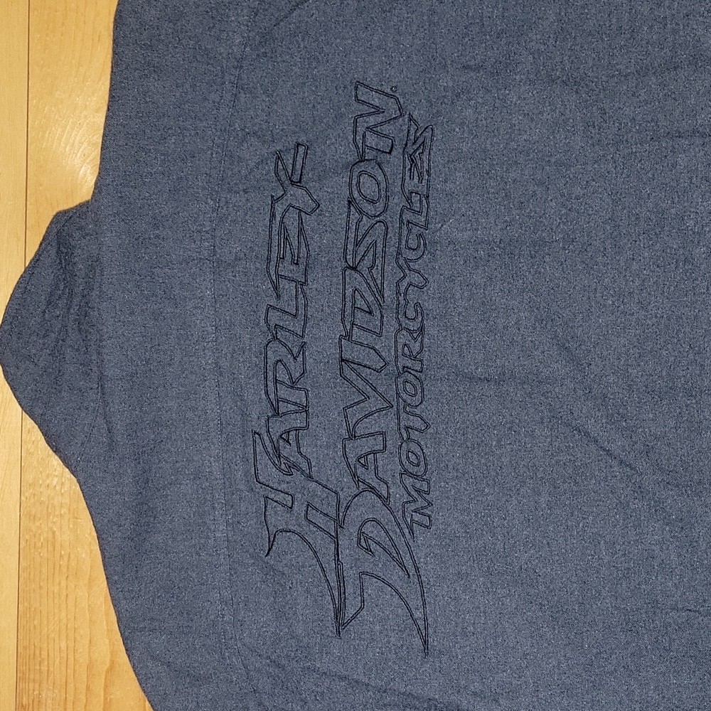 Harley-Davidson men's denim snap-front shirt Large Tall Charcoal